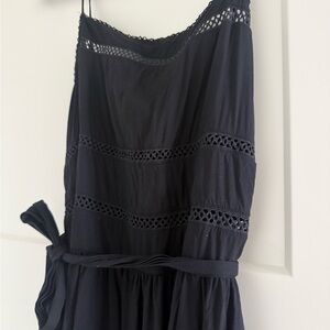 Wilfred Black Strapless Dress with Lace Detail